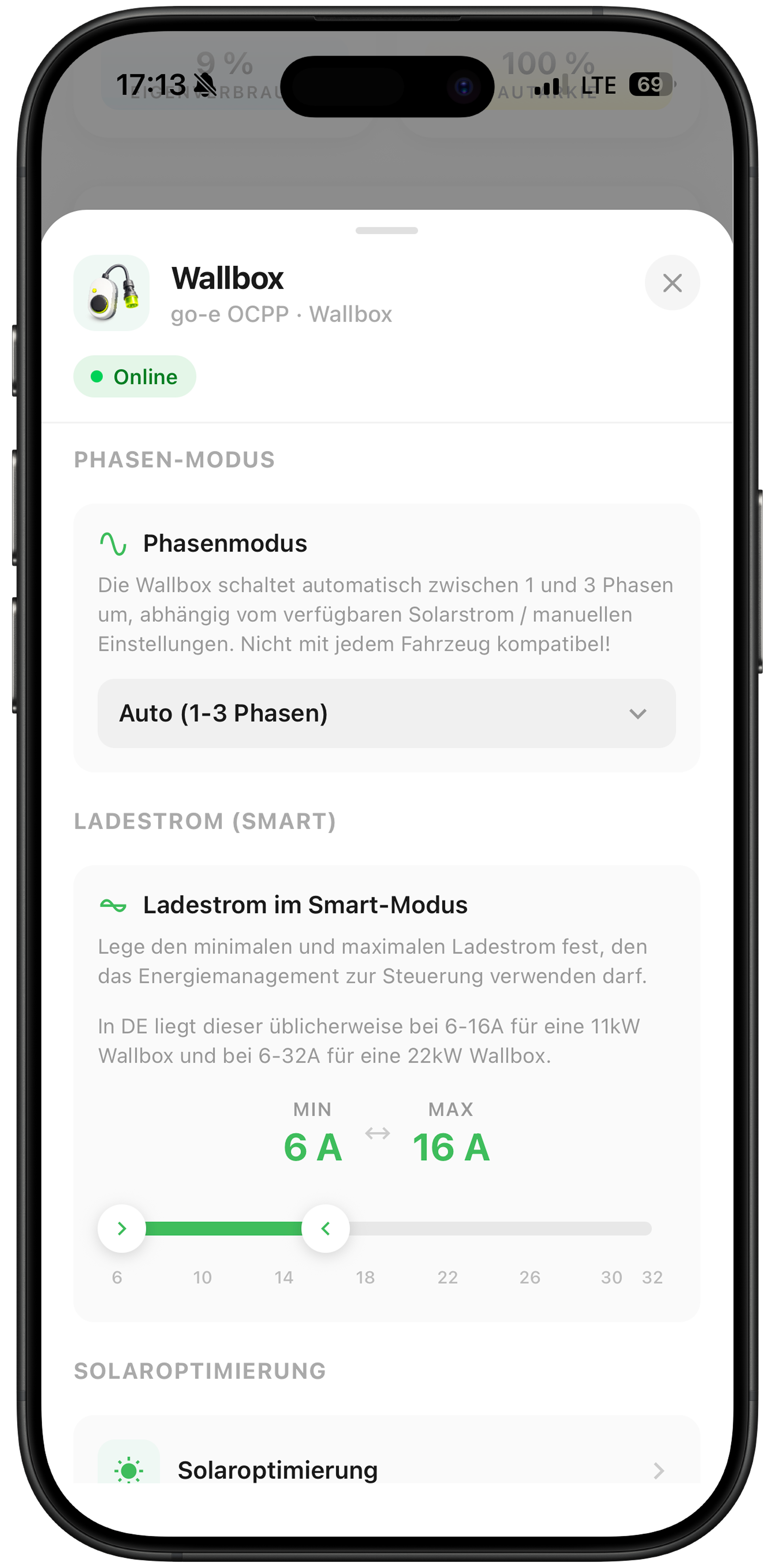 Solistrom Analyse-Screen